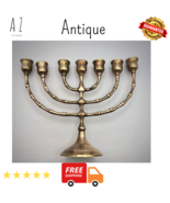 Vintage Antique Candle Holder Brass Menorah Israel Hanukiah Chanukah Jud... - $426.65
