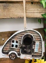 Rustic Western Camper Trailer Cabin Birdhouse With Door Tree Hanging Bird Feeder - £31.23 GBP