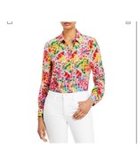 Small Alice + Olivia Willa Floral Print Silk Shirt in Garden Floral MSRP... - $197.99