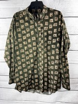 VTG Ralph Lauren Chaps Large Shirt Button Down Long Sleeve Green Leaves Nature - £14.93 GBP
