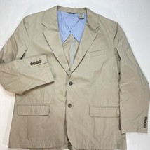 LL Bean Blazer Mens 46R Beige Khaki 100% Cotton Two-Button Sport Coat Jacket - £38.44 GBP