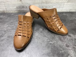 Crēvo Mules Women 8.5 M Lavender Shoes Brown Woven Leather  Slip On Cap ... - $27.54