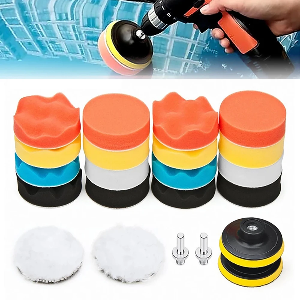 3 Inch Car Polishing Pad Sponge Car Polisher Waxing Pads Wool Wheel Buffing Kit - $14.91