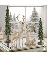 Christmas Deer Family Trees Figurines 5-Piece Multicolor Holiday Elegant... - $2,273.88 MXN