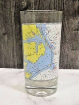 N Carolina Waterways MAP Drinking Glass Pamlico Sound Cape Hatteras Albe... - $23.76