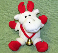 Rudolf Schaffer Christmas Reindeer Plush White Red Soft Moose 9&quot; Animal Toy - £10.07 GBP