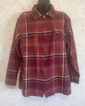 Mountain Lake Women&#39;s Red Plaid Front Zipper Long Sleeve Flannel Shaket ... - £17.06 GBP