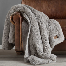 Frye Arctic Luxe Faux Fur Throw, Reversible 60&quot; X 70&quot; White or Grey 1721807 - £102.77 GBP