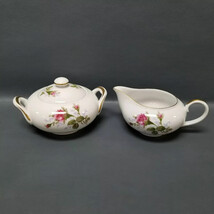 Vintage MOSS ROSE Sango Japan Sugar bowl creamer pitcher antique - £18.71 GBP