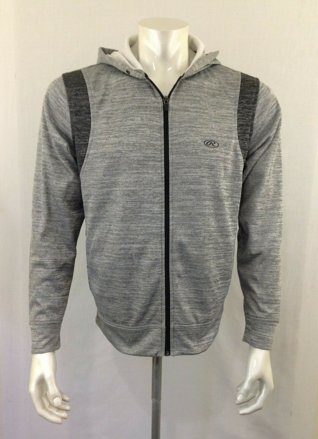 Rawlings Hoodie Men&#39;s Small Heather Gray Long Sleeve Full Zip Hooded Jacket - $7.92