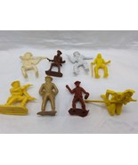Lot Of (8) Vintage 1960s Cowboy And Indians Brown Yellow White Toys 2&quot; - $21.65 CAD