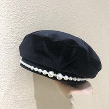 Fashion  Velvet Black Beret Hat For Women Autumn Winter Retro Hats light Twinkle - $190.00