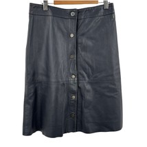 Ottod’Ame Gunmetal Leather Snap Front Skirt Size 42 (IT) / 8 (US) - £37.06 GBP
