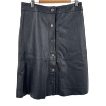 Ottod’Ame Gunmetal Leather Snap Front Skirt Size 42 (IT) / 8 (US) - £37.50 GBP