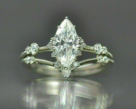 14k White Gold Over Engagement Bridal Ring 2.50 Ct Marquise Diamond Jewelry Gift - £81.68 GBP
