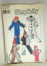 Simplicity Clown Costume Pattern 7649 Size 6 8 - $9.89