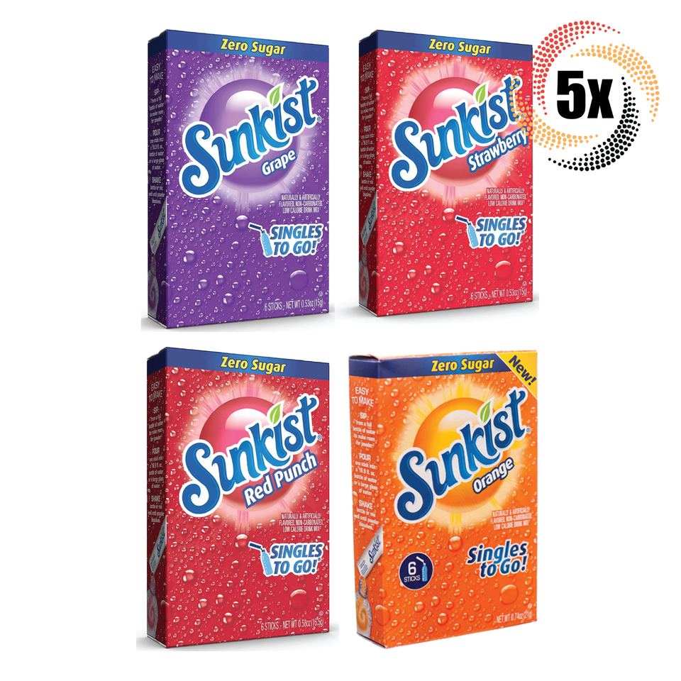 5x Packs Sunkist Singles To Go Variety Drink Mix ( 6 Packets Each ) Mix & Match - £11.21 GBP