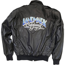 Vintage 1990s Landmark Entertainment Group Black Bomber Jacket Made in U... - $60.78