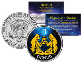 GEMINI Horoscope Astrology Zodiac JFK Kennedy US Colorized Half Dollar Coin - £6.76 GBP