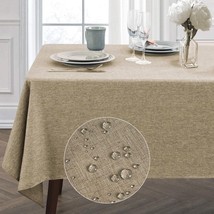 Rectangle Table Cloth Linen Tablecloth Heavy Duty Fabric Stain Resistant Water R - £30.19 GBP