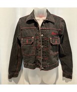 Guess Black Denim Jacket with Red Stitching - €68,77 EUR
