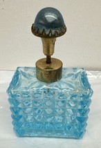 Vintage Blue Glass Perfume Bottle with Atomizer - £54.46 GBP