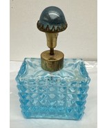Vintage Blue Glass Perfume Bottle with Atomizer - £55.15 GBP