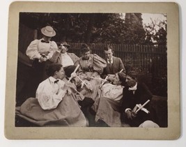 Antique Photo on Board Lovely Young Men &amp; Women Victorian Era Perhaps Graduation - £15.81 GBP