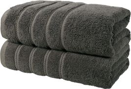 2X Extra L Super Jumbo Bath, 100x200cm Luxury 100% Cotton Charcoal Towels - £29.71 GBP