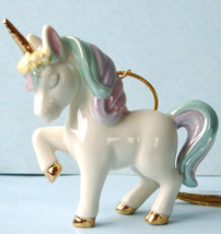 Lenox Prancing Unicorn Porcelain Ornament Gold Spiral Horn #894189 New - £27.14 GBP