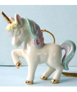 Lenox Prancing Unicorn Porcelain Ornament Gold Spiral Horn #894189 New - £27.61 GBP