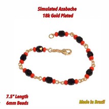 18k Gold Plated Simulated Azabache Womens Bracelet Mal De Ojo Protection... - £10.19 GBP