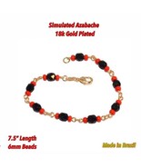 18k Gold Plated Simulated Azabache Womens Bracelet Mal De Ojo Protection... - $12.75