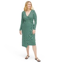 NWT DVF for Target Midi Arrow Geo Green L/S Wrap Dress XL Diane Von Furstenberg - £83.82 GBP