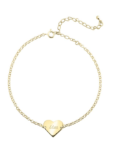 Heart Anklet With Name: Rose Gold, 24K Gold Plating, Sterling Silver - £87.92 GBP