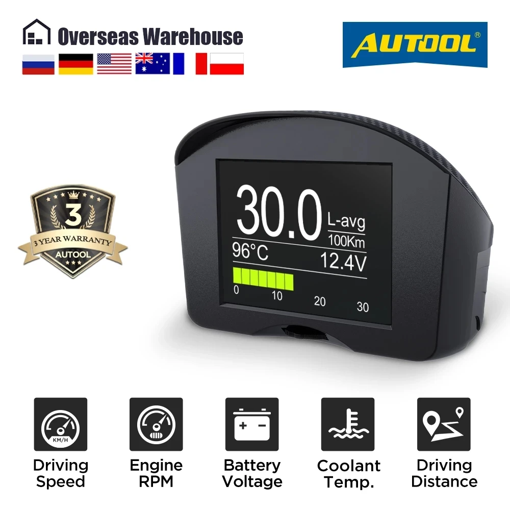 AUTOOL X50 Plus OBD2 Car Head Up Display Speedmeter Voltage Temperature Gauge Di - £76.06 GBP