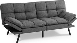 Lovely Crispy Futon Sofa Couch - Dark Grey, Leather,, And Small Space. - £173.01 GBP