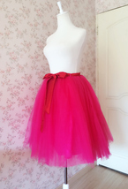 Fuchsia Tulle Midi Skirt Outfit Women Custom Plus Size A-line Tulle Tutu Skirt image 2