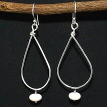 Natural Pink Opal Gemstone Handmade Earring For Women&#39;s Solid 925 Silver Jewelry - £4.01 GBP