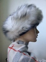 Vintage 60s NWT Faux Silver Fox Fur Hat Beret Vegan Leather Trim by Yearounder - £23.88 GBP