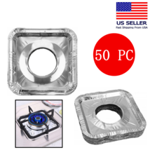 (50 Pack) Disposable Aluminum Foil Square Bib Liners Stove Gas Burner Covers - £8.13 GBP