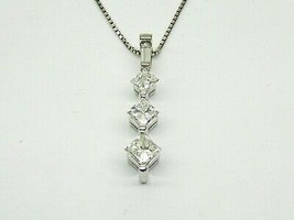 1.00ct tw Princess Diamond Drop Pendant Box Chain Necklace 14k White Gold - £882.01 GBP