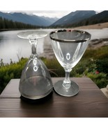 Fostoria Clear Silver Platinum Trim Rim Crystal Wine Water Goblets Set of 2 - $240.75 MXN