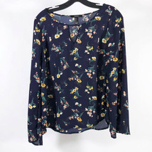 Forever 21 Women&#39;s Navy Floral Flare Sleeve Blouse Wms Size Small - £13.44 GBP