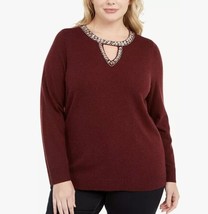 INC Womens Plus 2X Port Embellished Keyhole Sweater NWT A24 - £34.49 GBP