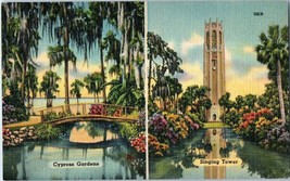 Cypress Gardens and Singing Tower Multi-View Lake Wales Florida Postcard - £7.72 GBP