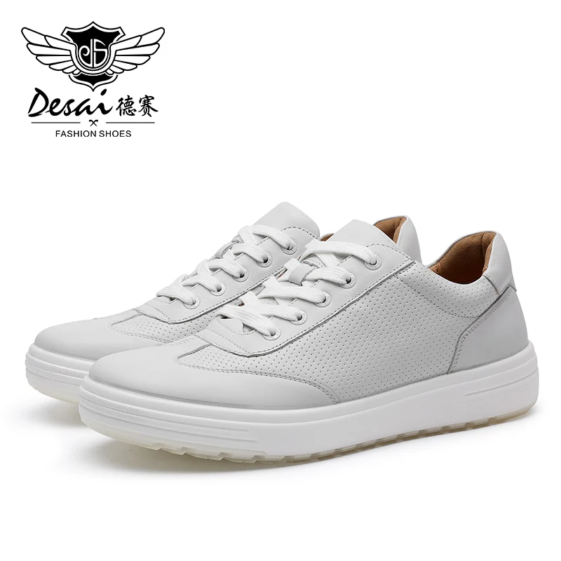 Genuine Leather Men Casual Shoes White Color Summer Male Sneakers Shoe B... - $145.56