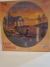 Gone Fishing by D.L. &quot;Rusty&quot; Rust 19&quot; Round 500 Piece Jigsaw Puzzle Sunsout 2000 - £15.68 GBP