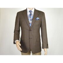 Mens sport Coat APOLLO KING Window Pane 100% Wool super 150's C14 Brown Coffee image 2