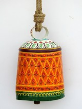 Campana de vaca rústica colgante decorativo floral pintado a mano con ce... - $107.00